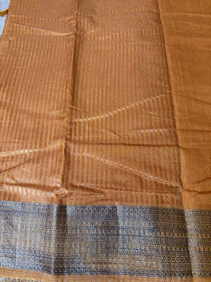 Yellow Semi Jute Silk Saree