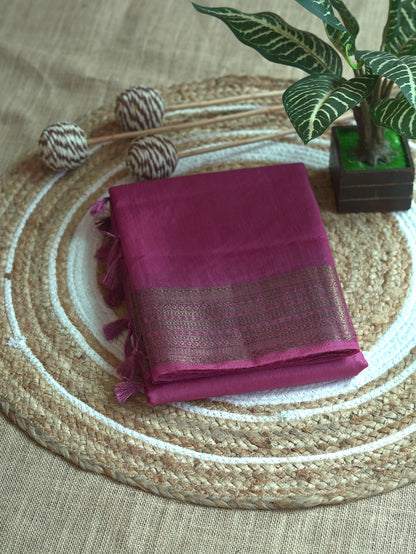 Wine Purple Semi Jute Silk Saree