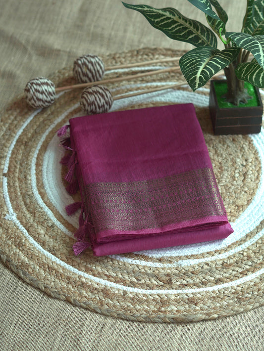 Wine Purple Semi Jute Silk Saree