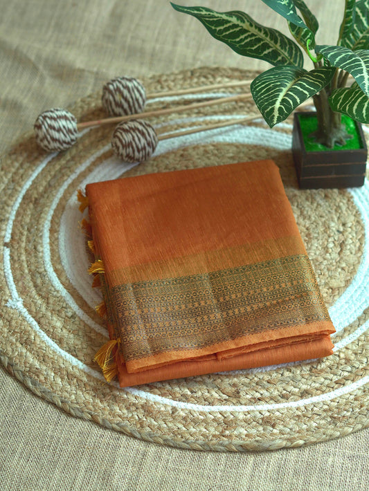 Yellow Semi Jute Silk Saree