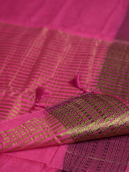 Rani Pink Semi Jute Silk Saree