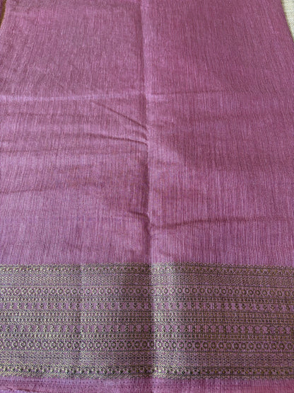 Onion Pink Semi Jute Silk Saree