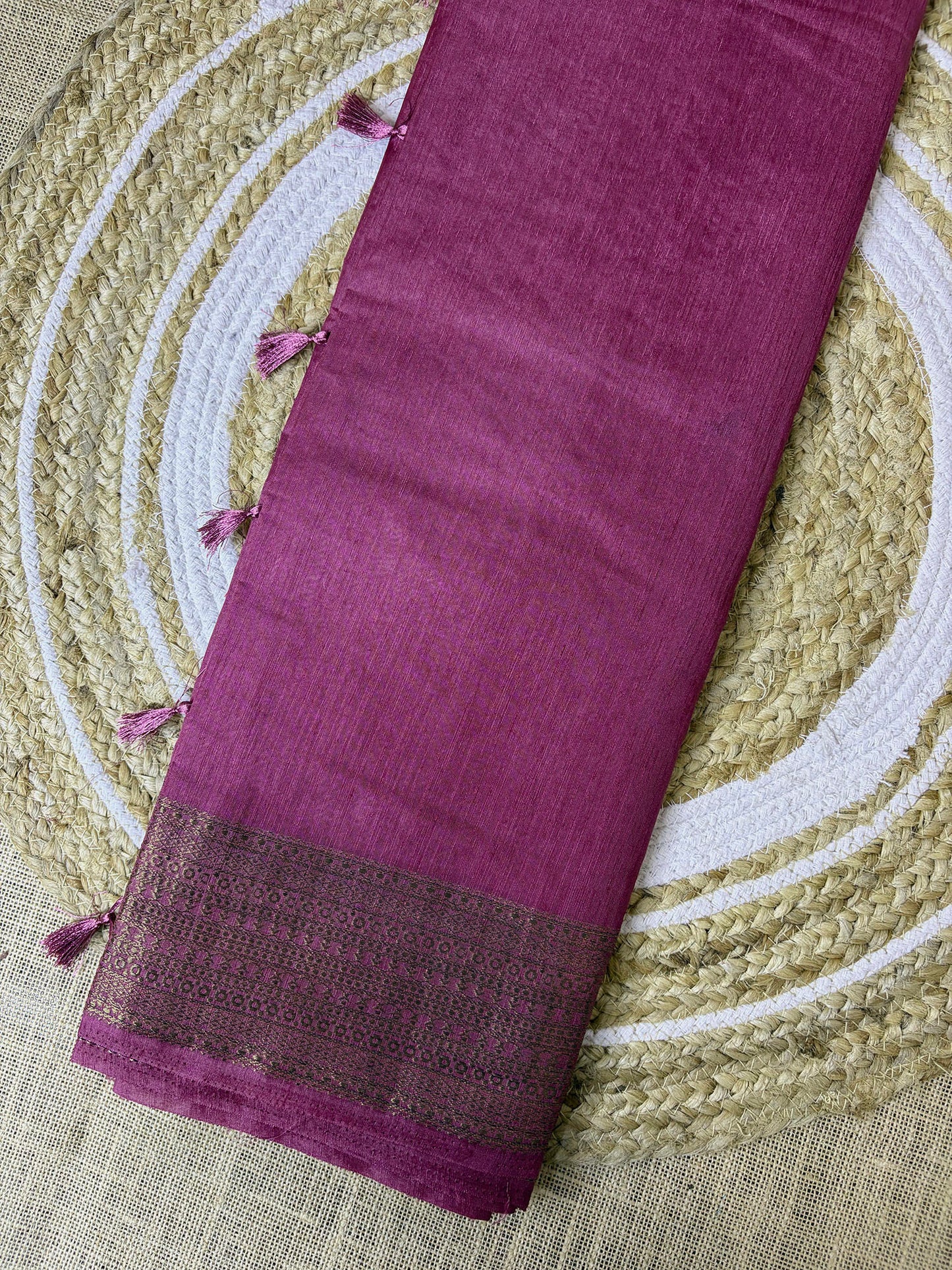 Wine Purple Semi Jute Silk Saree