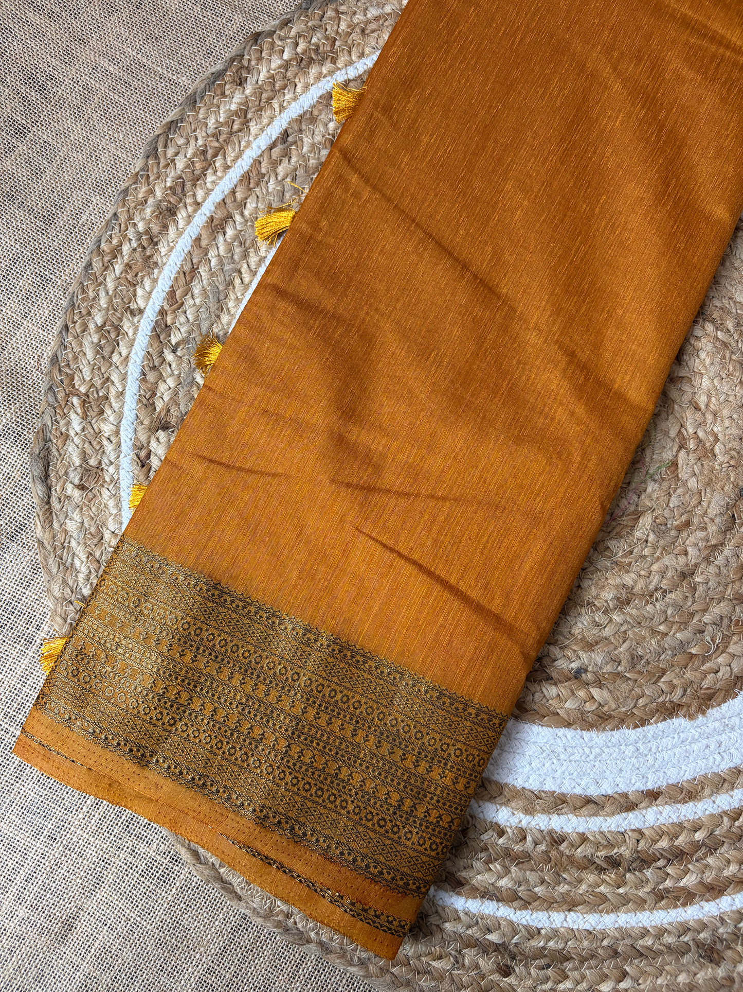 Yellow Semi Jute Silk Saree