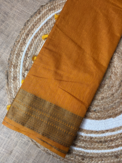 Yellow Semi Jute Silk Saree