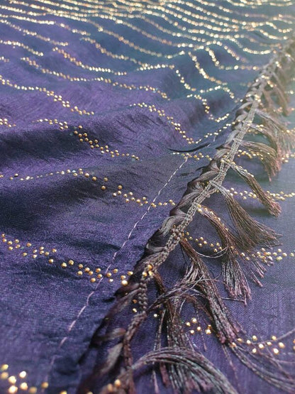 Midnight Violet color Ready to Wear Fancy Party Saree