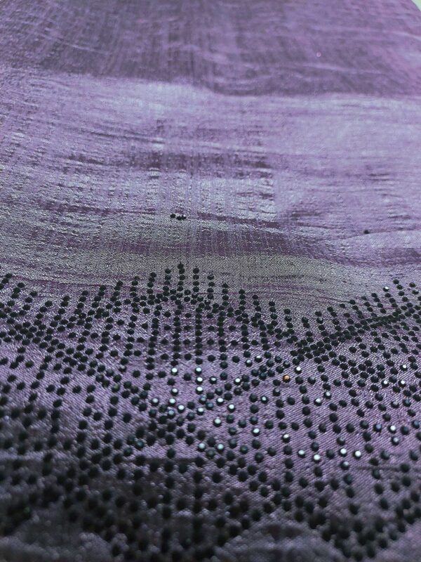 Light Purple Color Crushed Georgette Saree with Black Stone Work