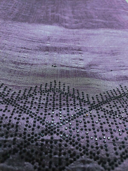 Light Purple Color Crushed Georgette Saree with Black Stone Work