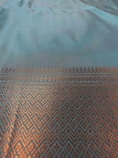 Charcoal Grey Soft Silk Saree with Copper Zari