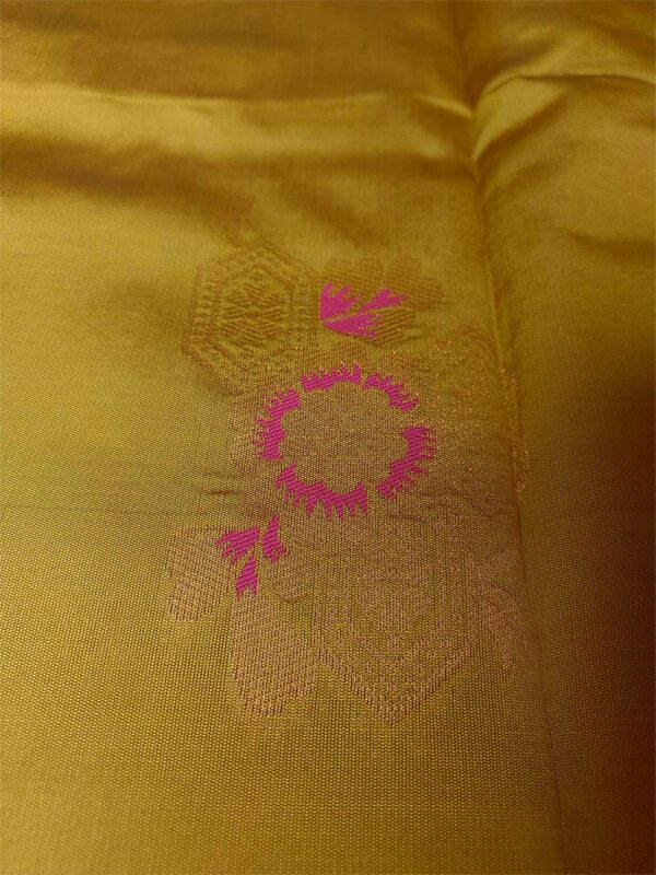 Yellow Color Semi-Silk Saree with Magenta Border