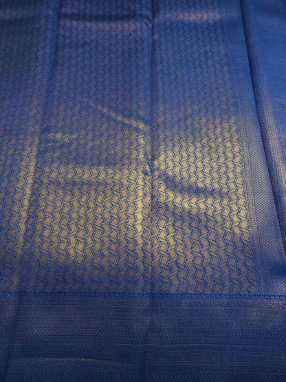 Royal Blue Saree with golden zari