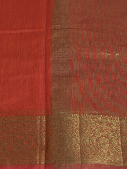 Burnt Orange Semi Jute Silk Saree