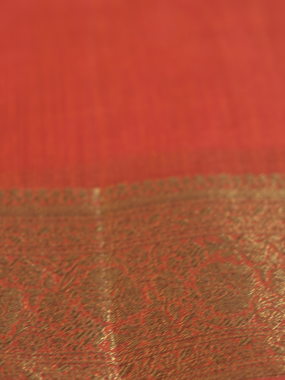 Burnt Orange Semi Jute Silk Saree